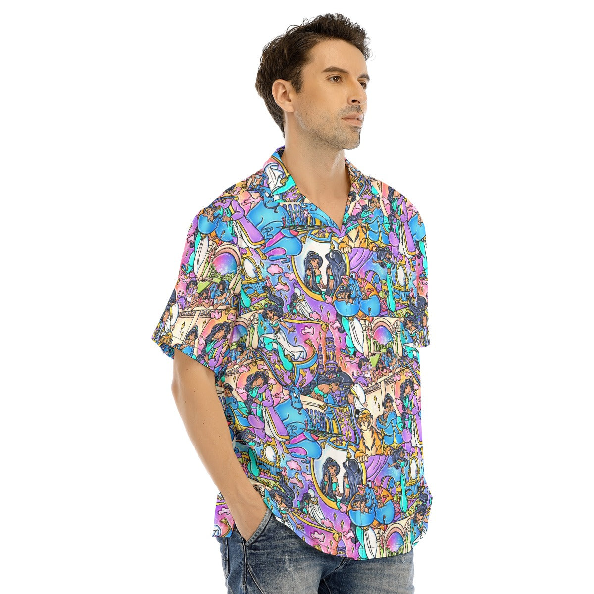 Magic Carpet Storybook Scenes - Men's Hawaiian Button Up Shirt