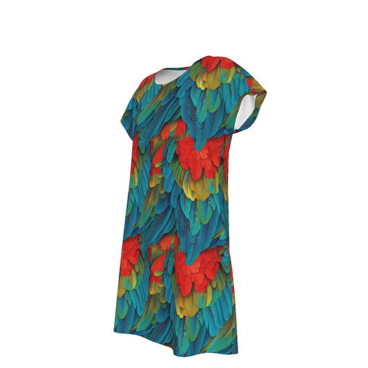 Animal Print - Macaw Parrot - Women's T-Shirt Dress