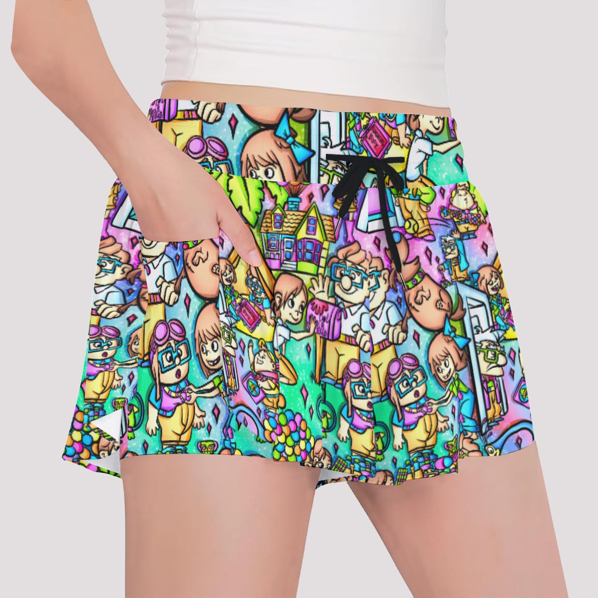 Balloon House Adventure Scenes - Girls’ Flowy Pocket Shorts