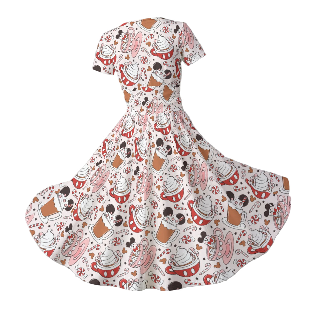 Magic Mouse Hot Chocolate - Women's V-Neck Ruched Midi Dress