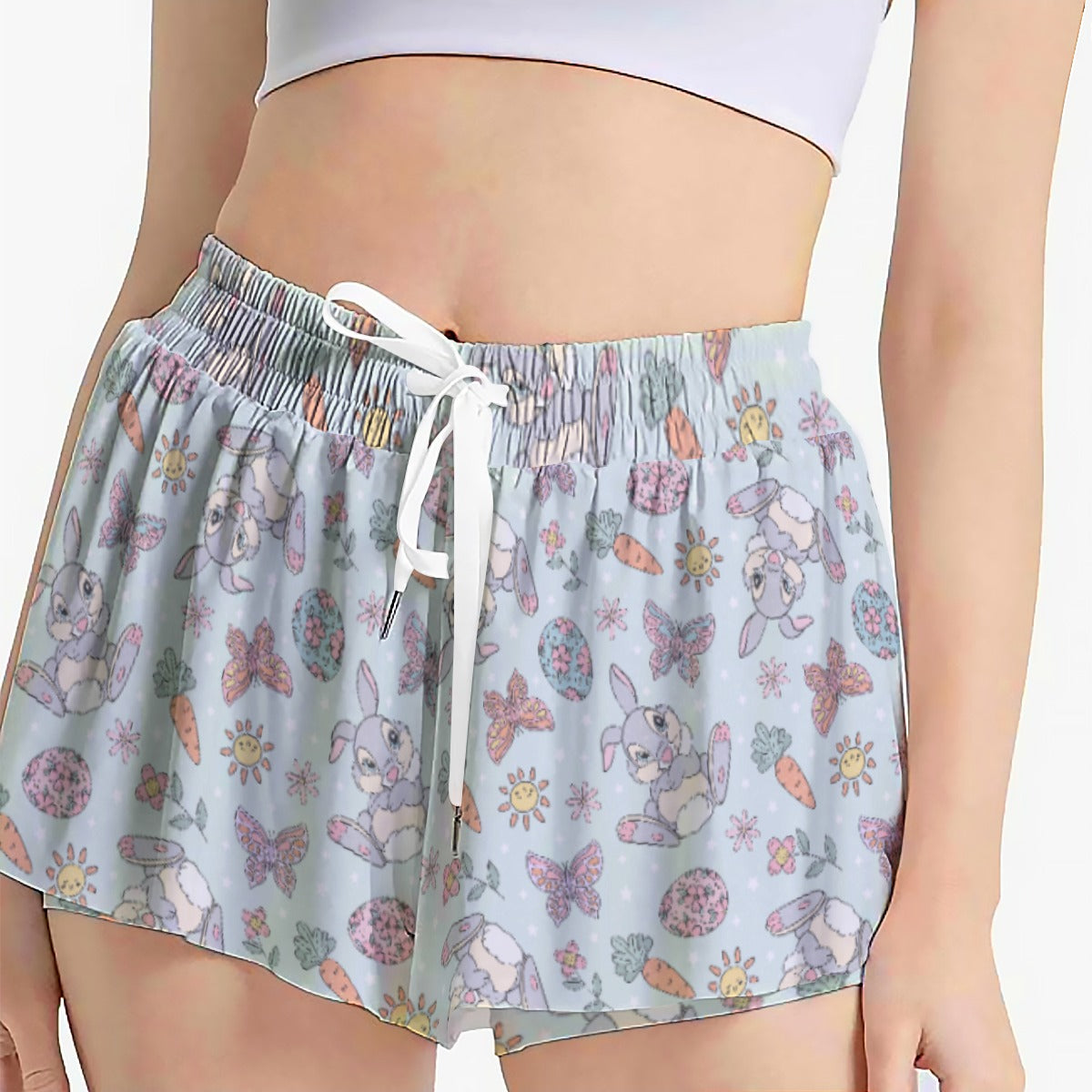 Springtime Bunny Cheer - Women's Flowy Pocket Shorts