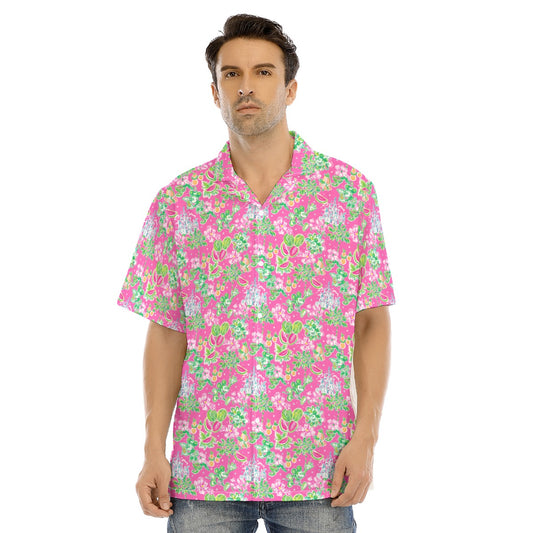 Bright Tropical Vibes - Watermelon Mouse Duo - Men's Hawaiian Button Up Shirt