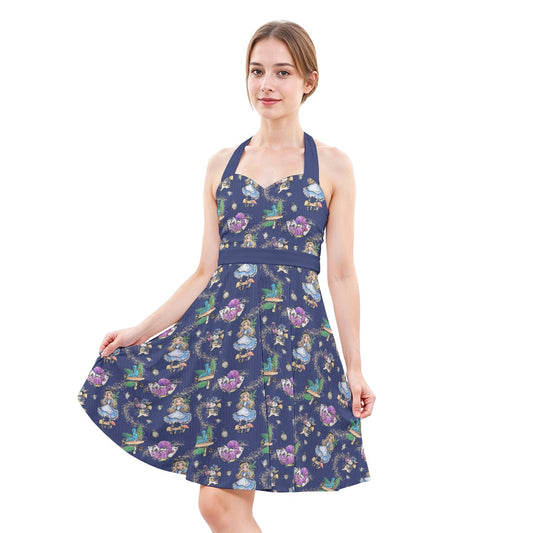 Whimsical Enchanted Forest - Women's Halter Vintage Pocket Dress