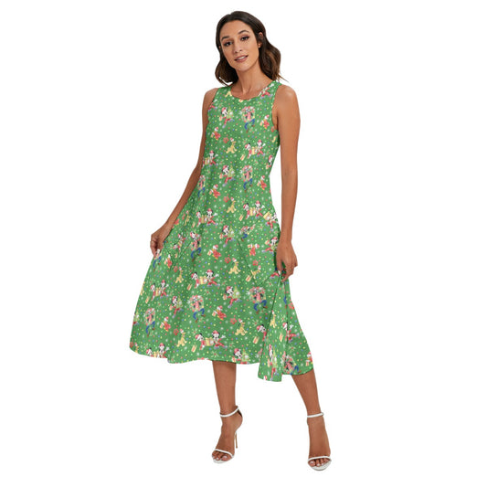 Mouse & Friends Christmas Cheertmas - Women’s Diagonal Pocket Midi Dress