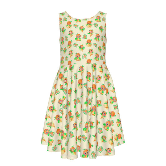 Citrus Charm Bird - Kid's Sleeveless Skater Dress