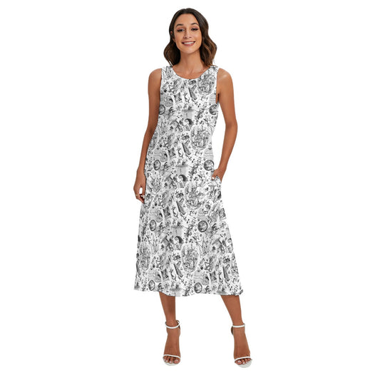 Nightmare Halloween Sketches - Women’s Diagonal Pocket Midi Dress