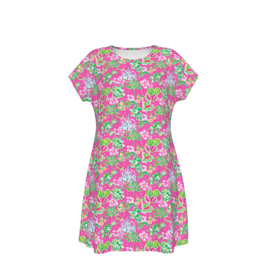Bright Tropical Vibes - Watermelon Mouse Duo - Women's T-Shirt Dress