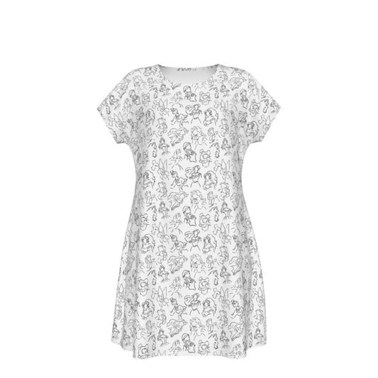 Monochrome Royal Silhouettes - Women's T-Shirt Dress