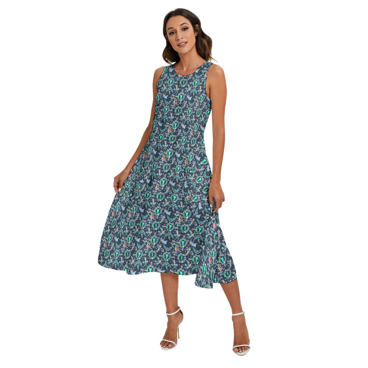 Garden Whimsy - Peter Pan - Women’s Diagonal Pocket Midi Dress