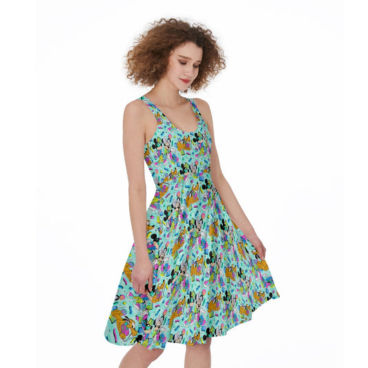 80s Pop Party Pals - Pocket Midi Skater Dress