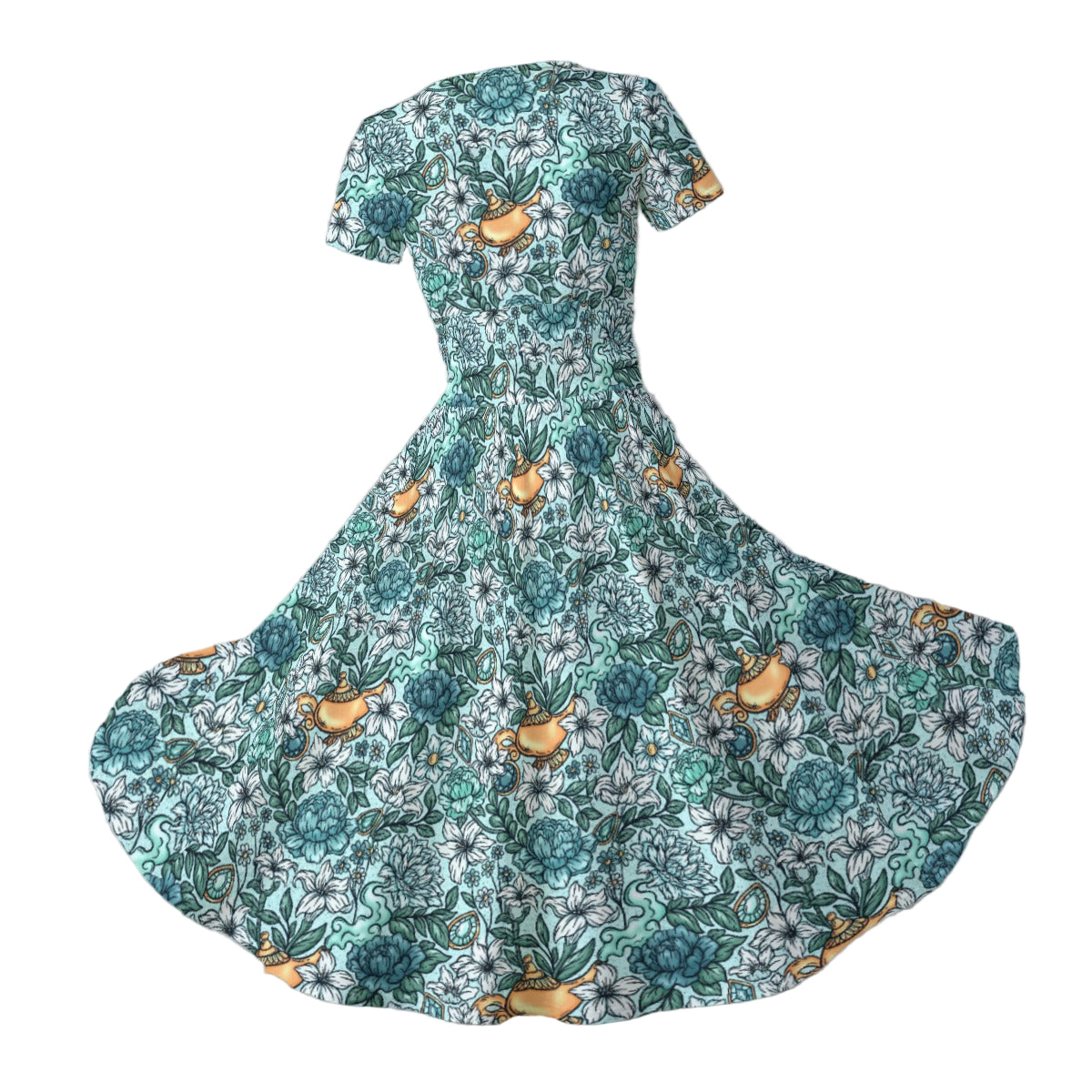 Fairytale Florals - Arabian Princess - Women's V-Neck Ruched Midi Dress