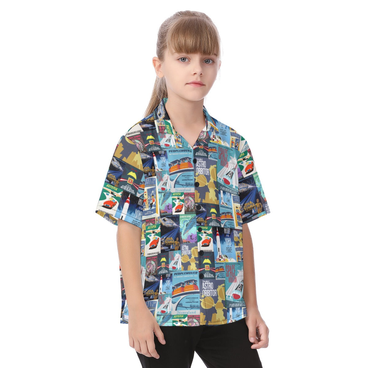 Vintage Tomorrow Ride Posters - Kid's Hawaiian Button Up Shirt