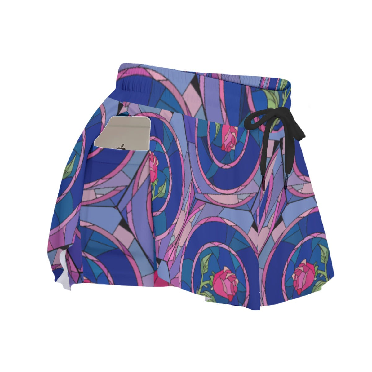 Enchanted Rose Stained Glass - Women's Flowy Pocket Shorts
