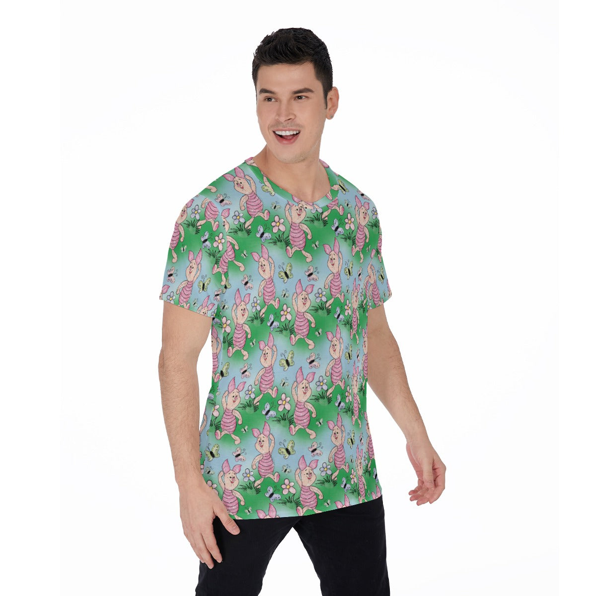 Sketched Shy Friend and Butterflies - Men's Short Sleeve T-Shirt