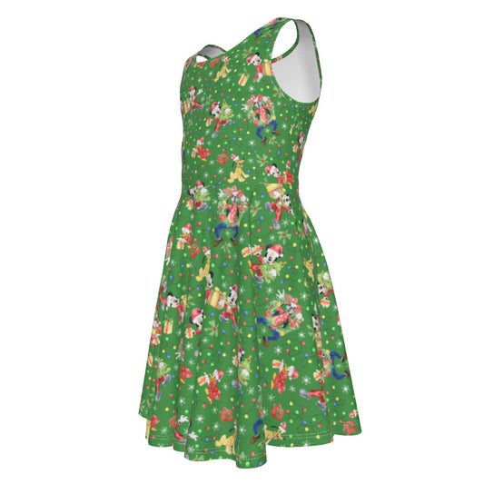 Mouse & Friends Christmas Cheermas - Kid's Sleeveless Skater Dress