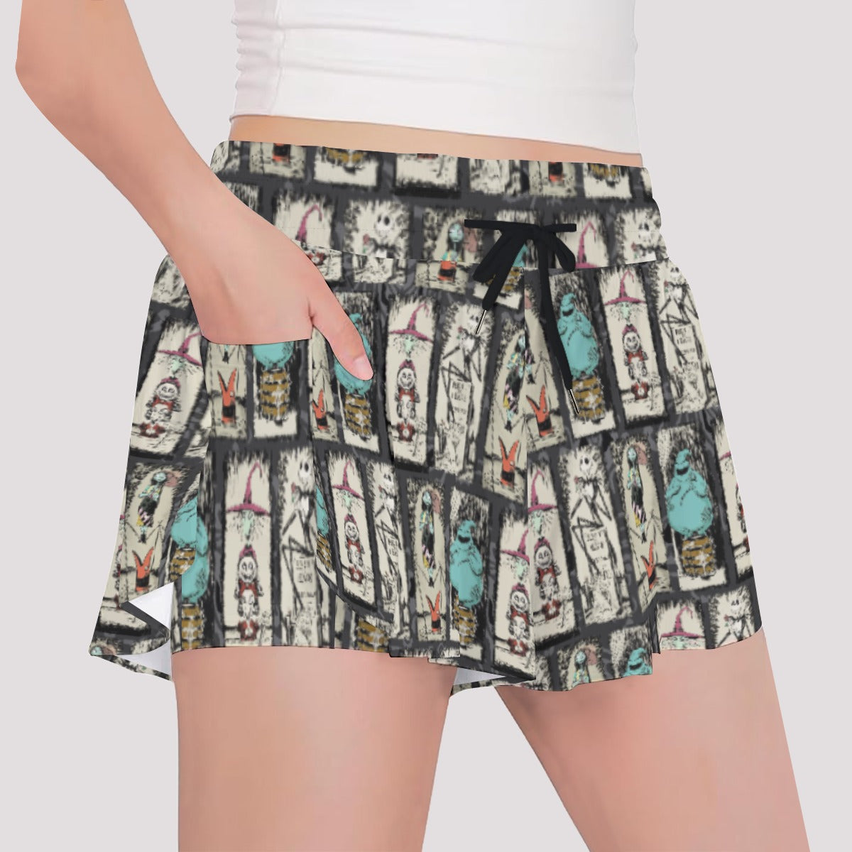 Stretching Haunted Nightmare  - Girls’ Flowy Pocket Shorts
