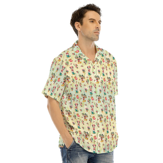Garden Mouse Helpers at Work - Men's Hawaiian Button Up Shirt