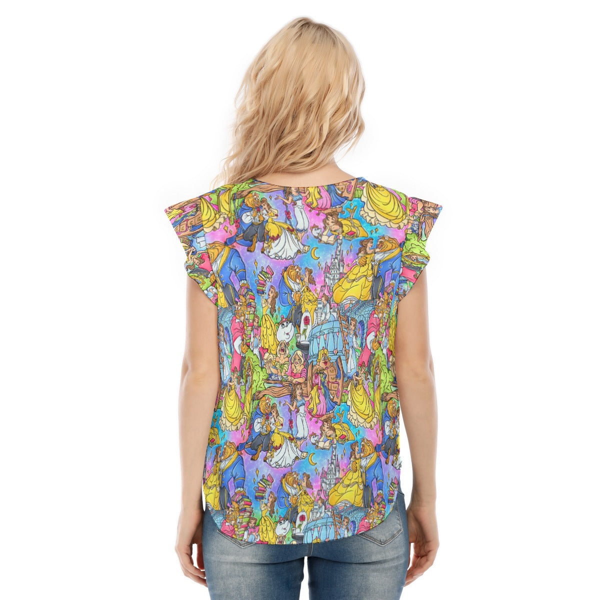 Enchanted Tale Storybook Scenes - Women’s Flutter Sleeve Top