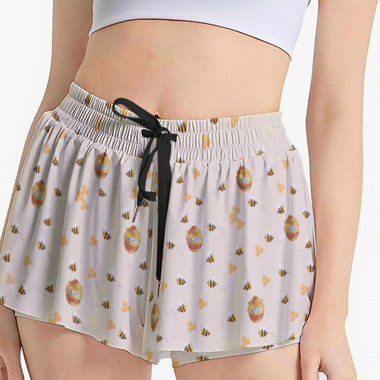 Sweet Hunny Pot & Bees - Women's Flowy Pocket Shorts