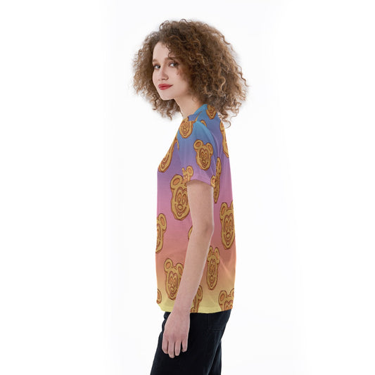 Rainbow Mouse Waffles - Women's Short Sleeve V-Neck T-Shirt