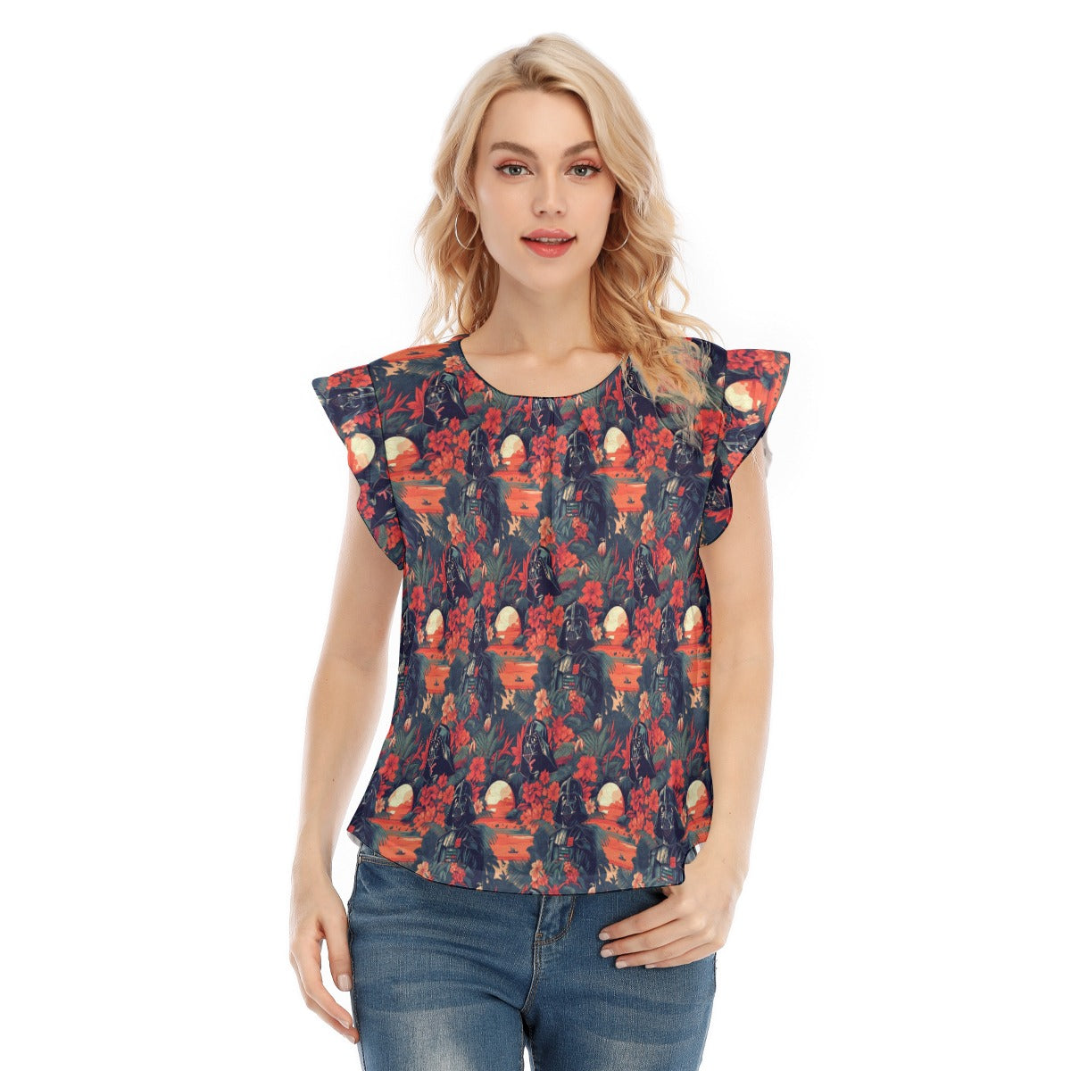 Tropical Dark Side Escape - Women’s Flutter Sleeve Top