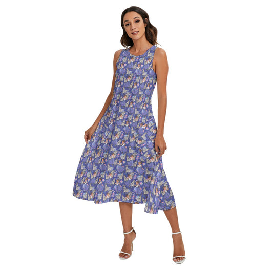 Whimsical Strong Heroine - Women’s Diagonal Pocket Midi Dress