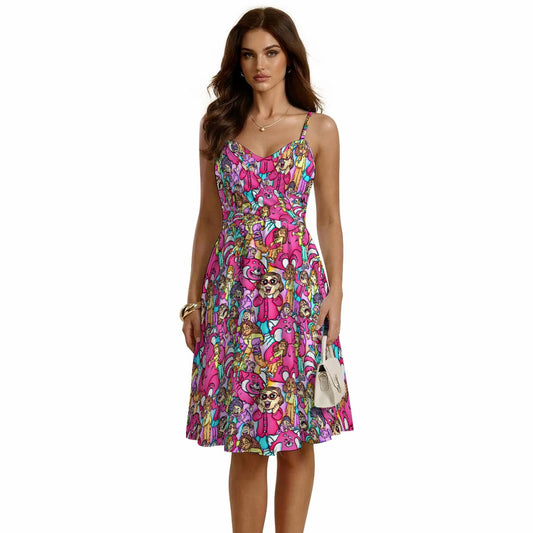 Red Panda Chaos Scenes - Women's Sweetheart Cami Dress