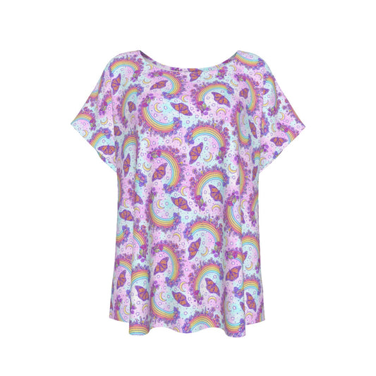 Monarch Butterflies & Rainbows - Women’s Relaxed Fit Scoop Tee