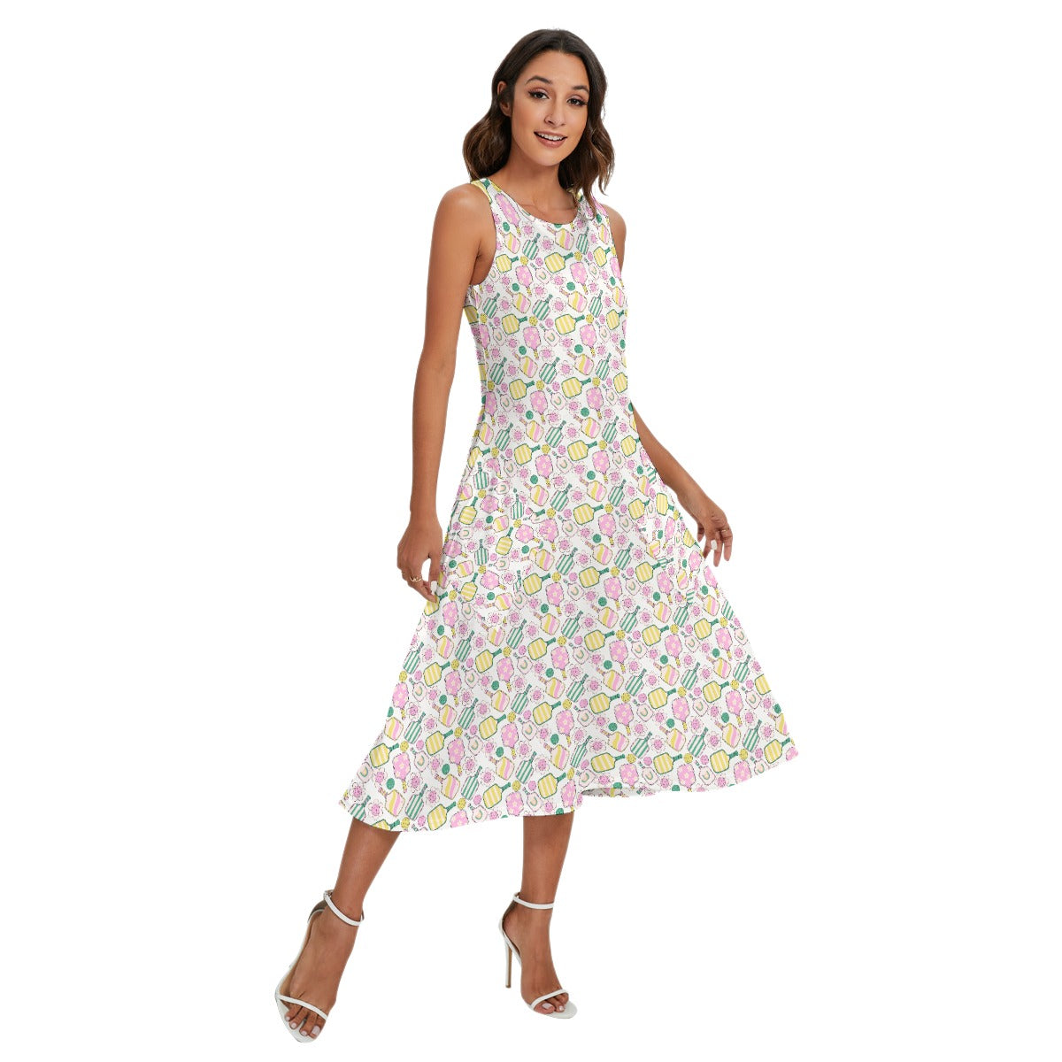 Pretty Pickleball Paddles - Women’s Diagonal Pocket Midi Dress
