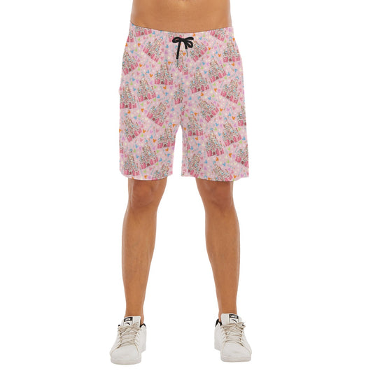 25th Birthday Cake Castle - Men’s Pocket Beach Shorts
