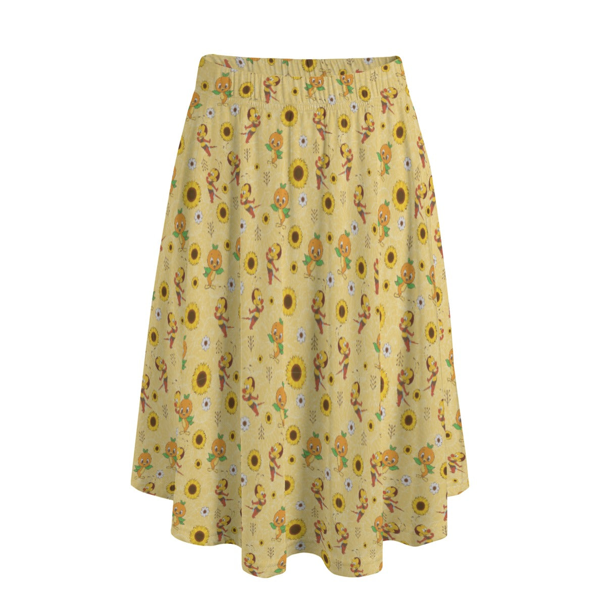 Cheerful Bee & Citrus Bird - Women’s Pocket Midi Skirt