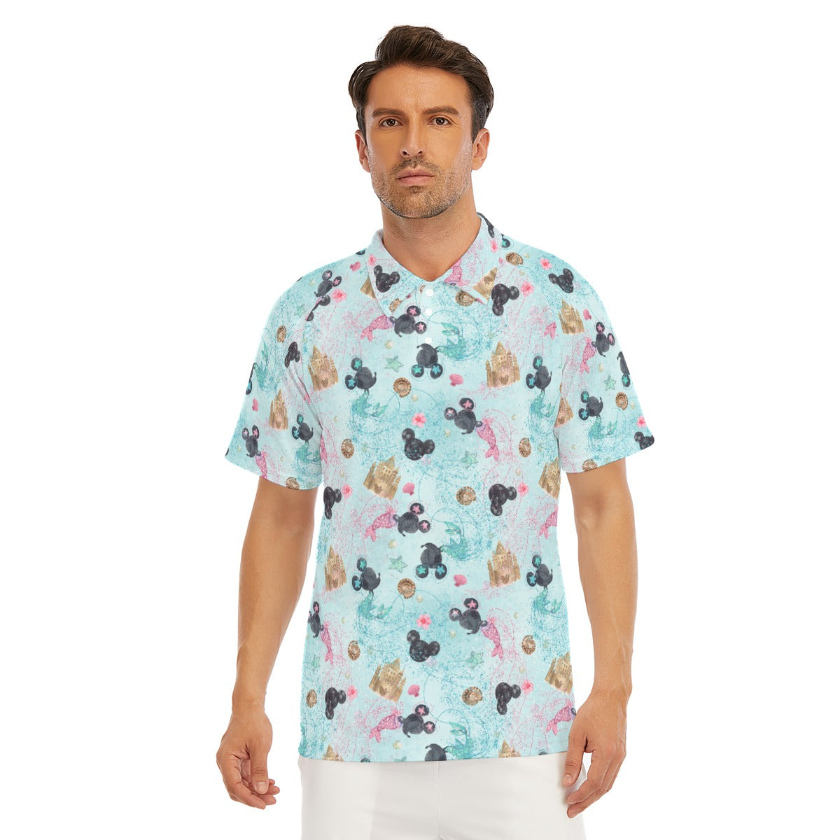 Watercolor Mermaid Mouse Ears - Men's Polo Shirt