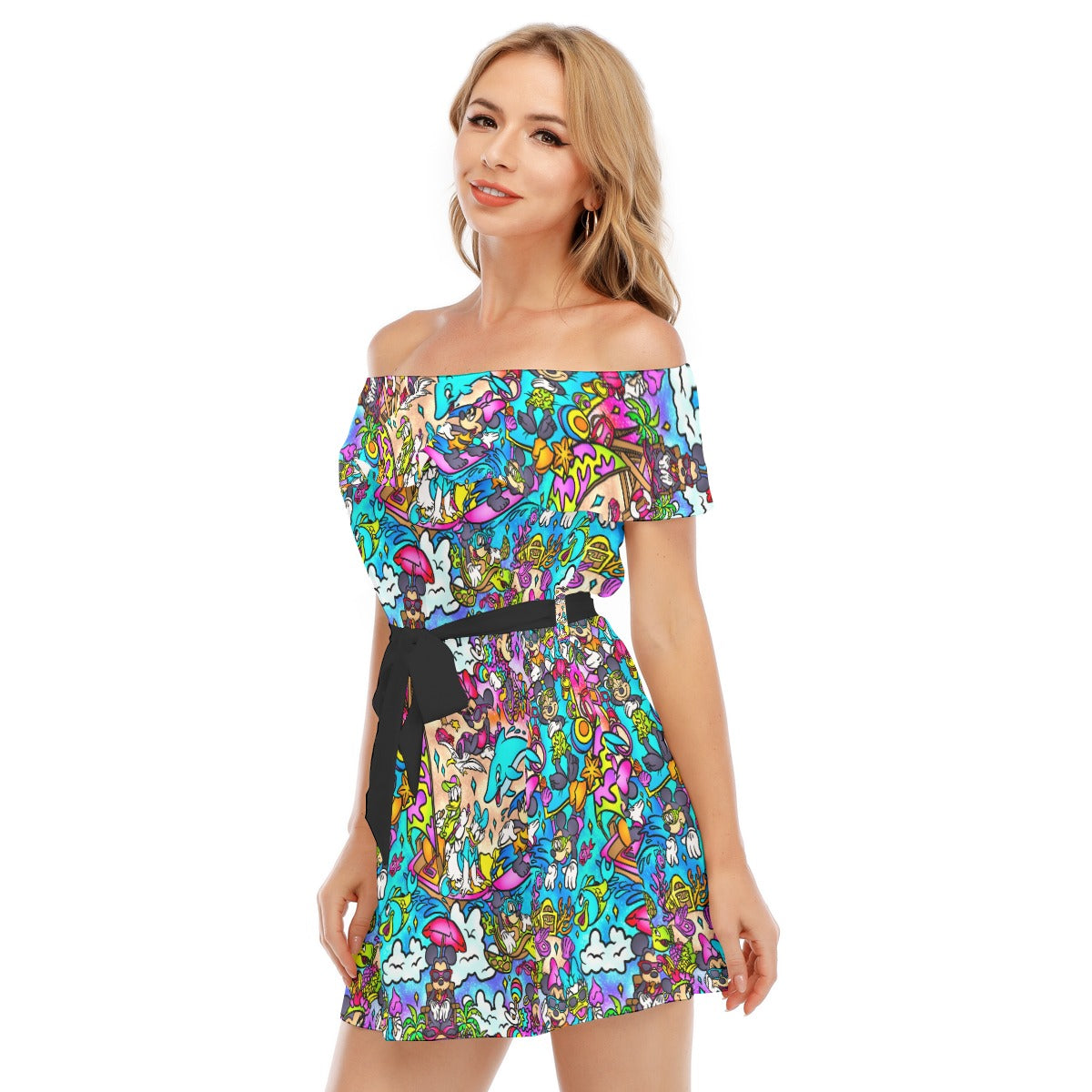 Island Beach Bash - Women's Off-shoulder Ruffle Dress