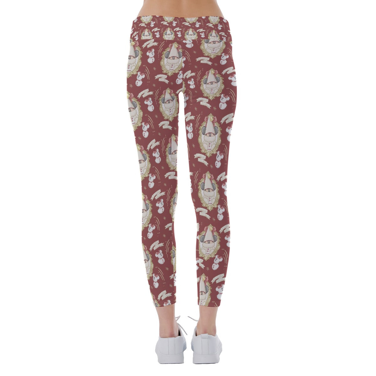 Mouse and Bow Snow Gnomes - Women's Yoga Leggings