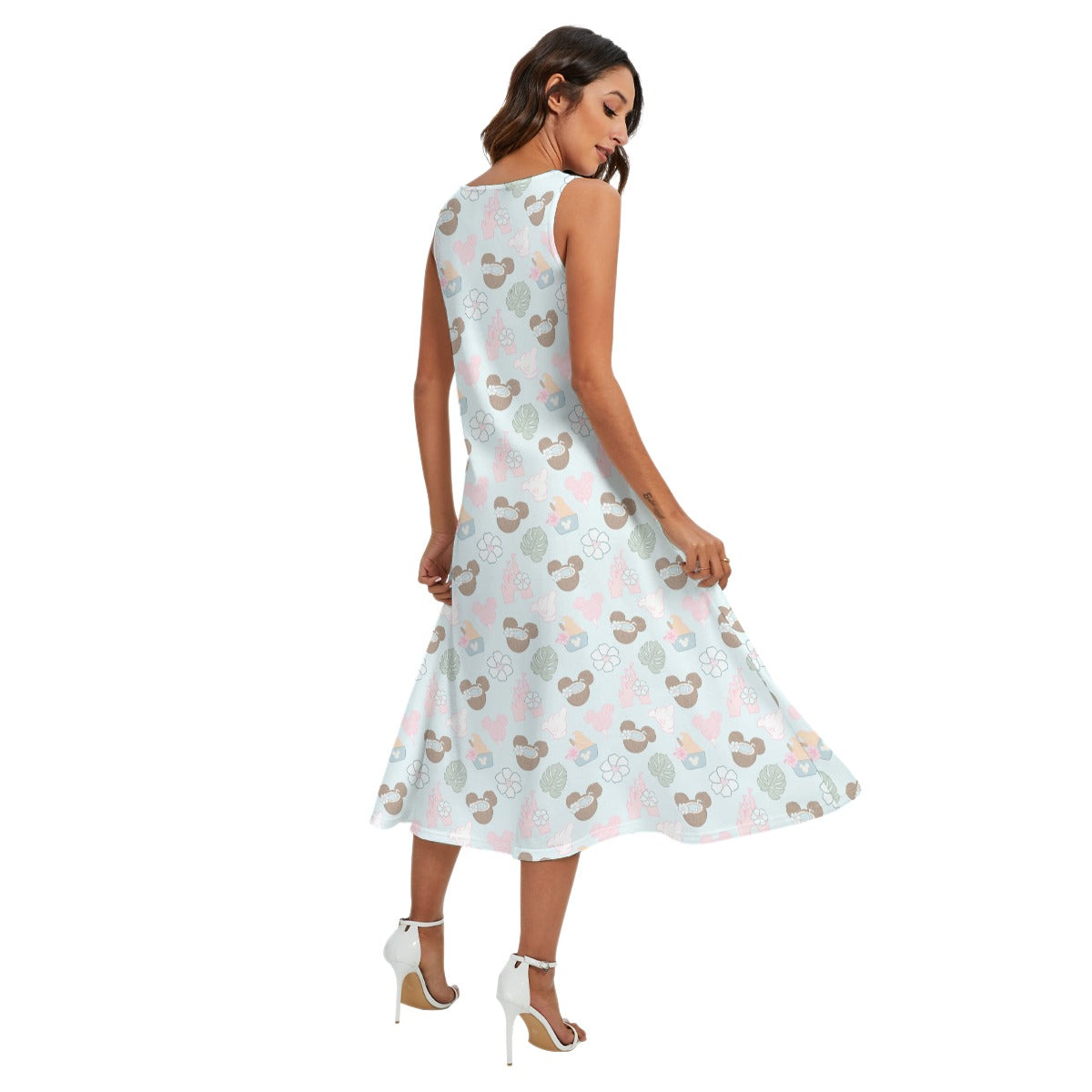 Pastel Island Treats - Women’s Diagonal Pocket Midi Dress