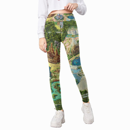 Colorful Theme Park Map - Kid's Leggings
