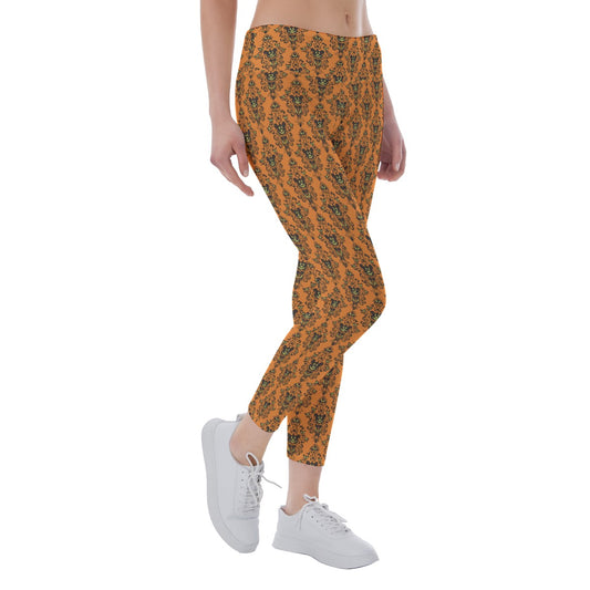 Haunted Halloween Mansion Wallpaper - Women's Yoga Leggings
