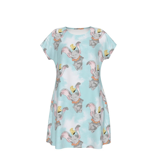 Sketch of Flying Elephant - Women's T-Shirt Dress