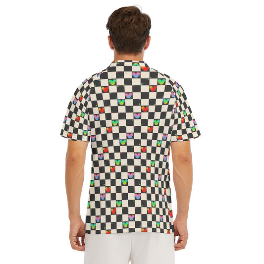 Rainbow Checker Mouse Ears - Men's Polo Shirt