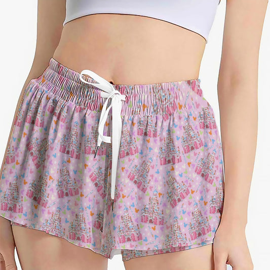 25th Birthday Cake Castle - Women's Flowy Pocket Shorts