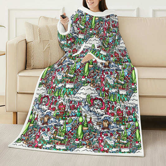 Whimsical Village Winter Wonderland - Wearable Blanket Hoodie
