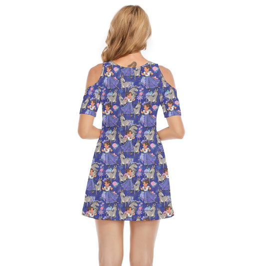 Whimsical Strong Heroine - Women's Cold Shoulder Cotton Dress
