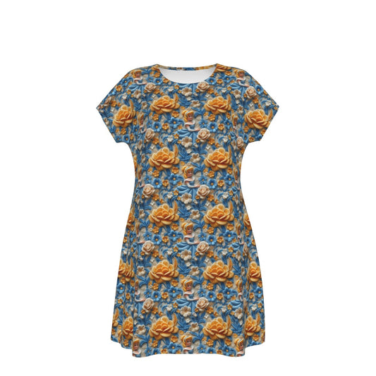 Regal Embroidered Royal Maiden - Women's T-Shirt Dress