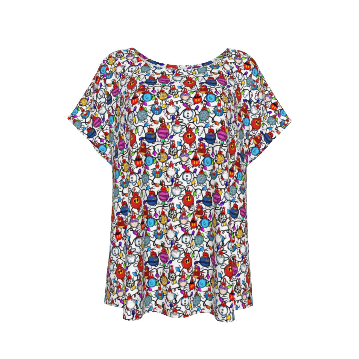 Festive Character Baubles on White - Women’s Relaxed Fit Scoop Tee