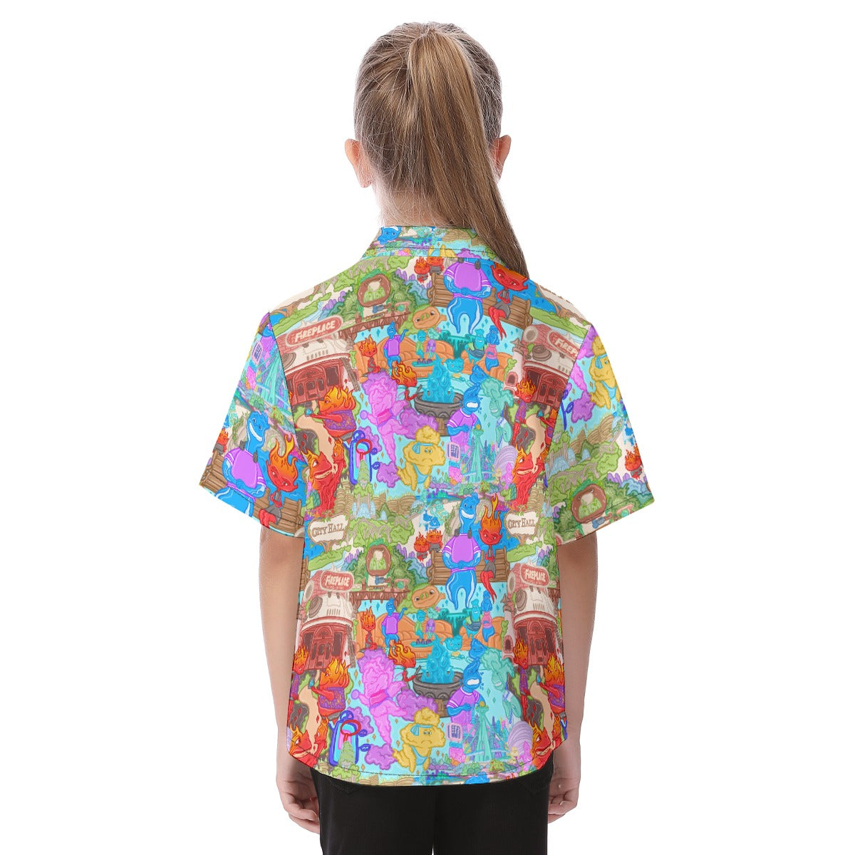 Element City Scene Collage - Kid's Hawaiian Button Up Shirt