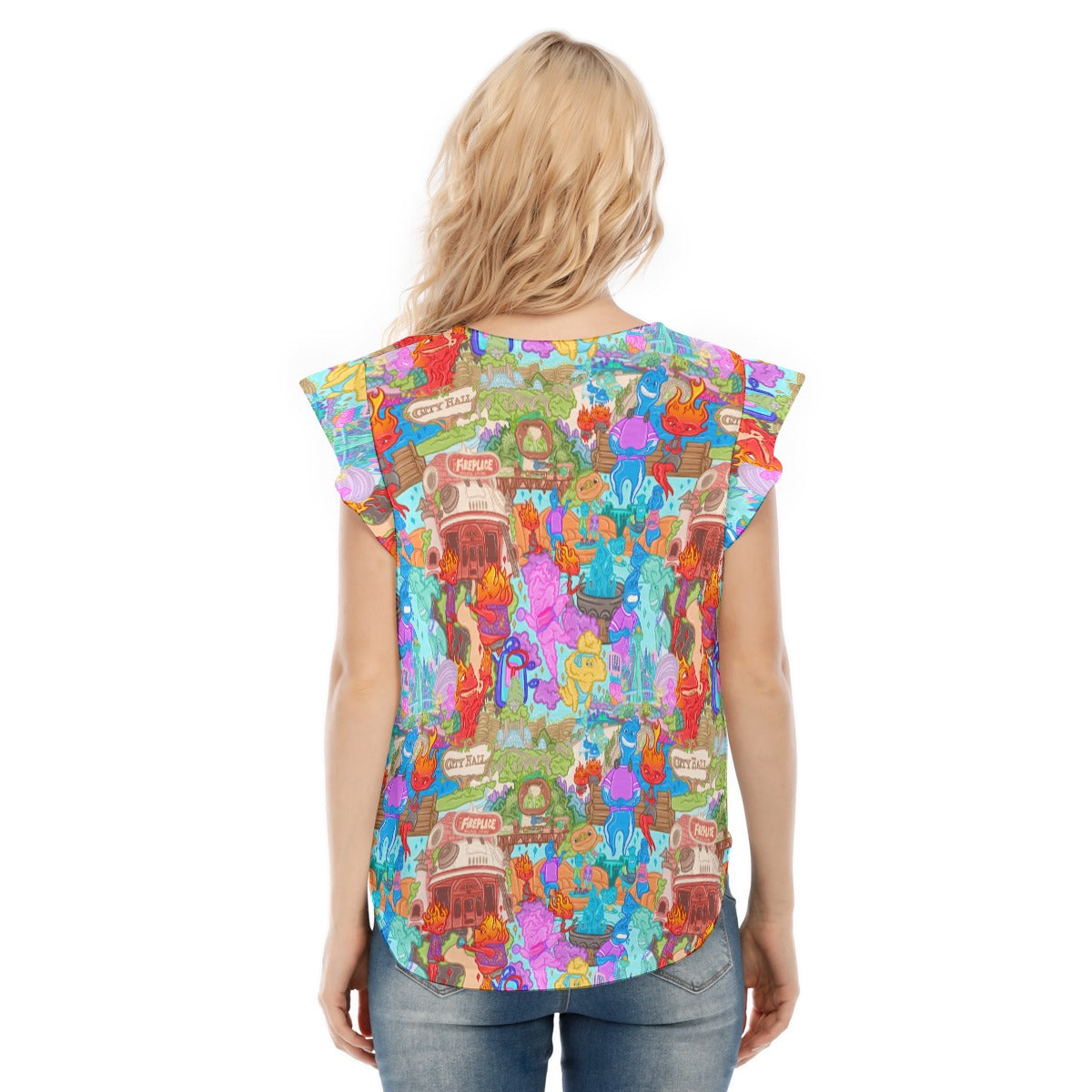Element City Scene Collage - Women’s Flutter Sleeve Top