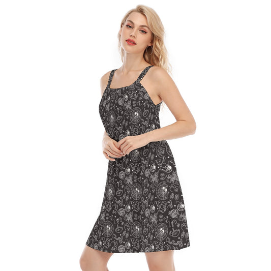 Monochrome Theme Park Icons - Women’s Adjustable Sundress