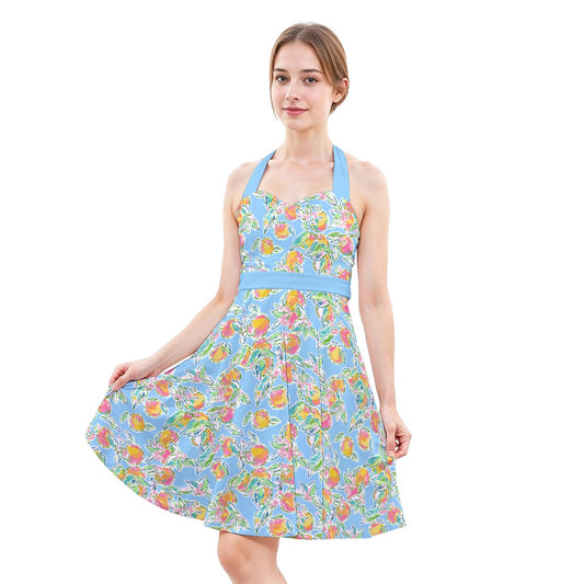Peachy Keen - Women's Halter Vintage Pocket Dress