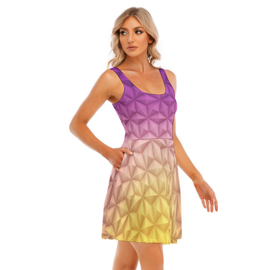 Geometric Spaceship Sphere - Women's Sleeveless Pocket Skater Dress