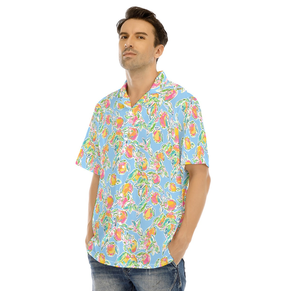 Peachy Keen - Men's Hawaiian Button Up Shirt